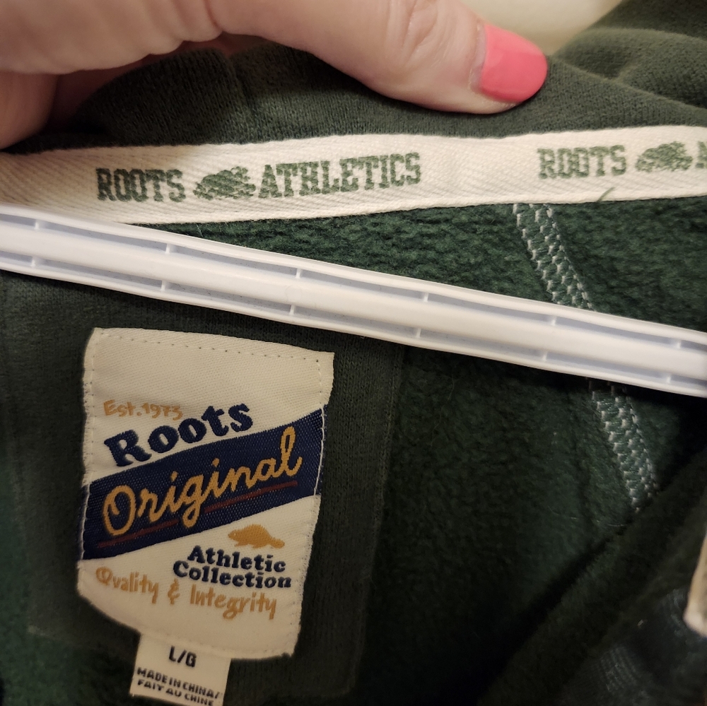 ROOTS Green Hooded Sweatshirt, Size L, VGUC - Picture 4 of 7